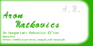 aron matkovics business card